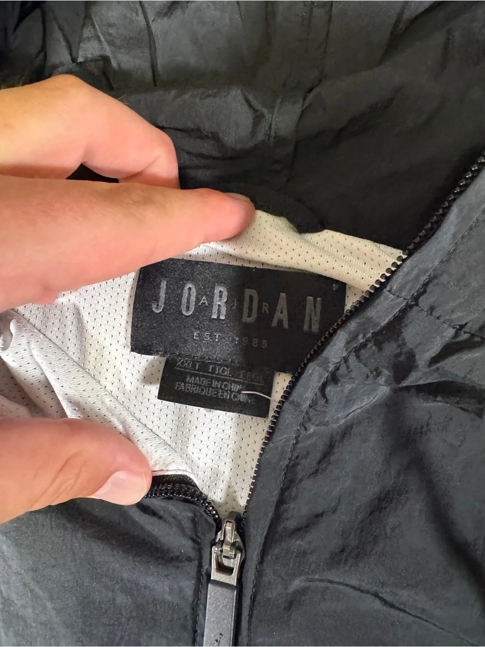 Nike Air Jordan Black White Colorblock Windbreaker with White Mesh Interior